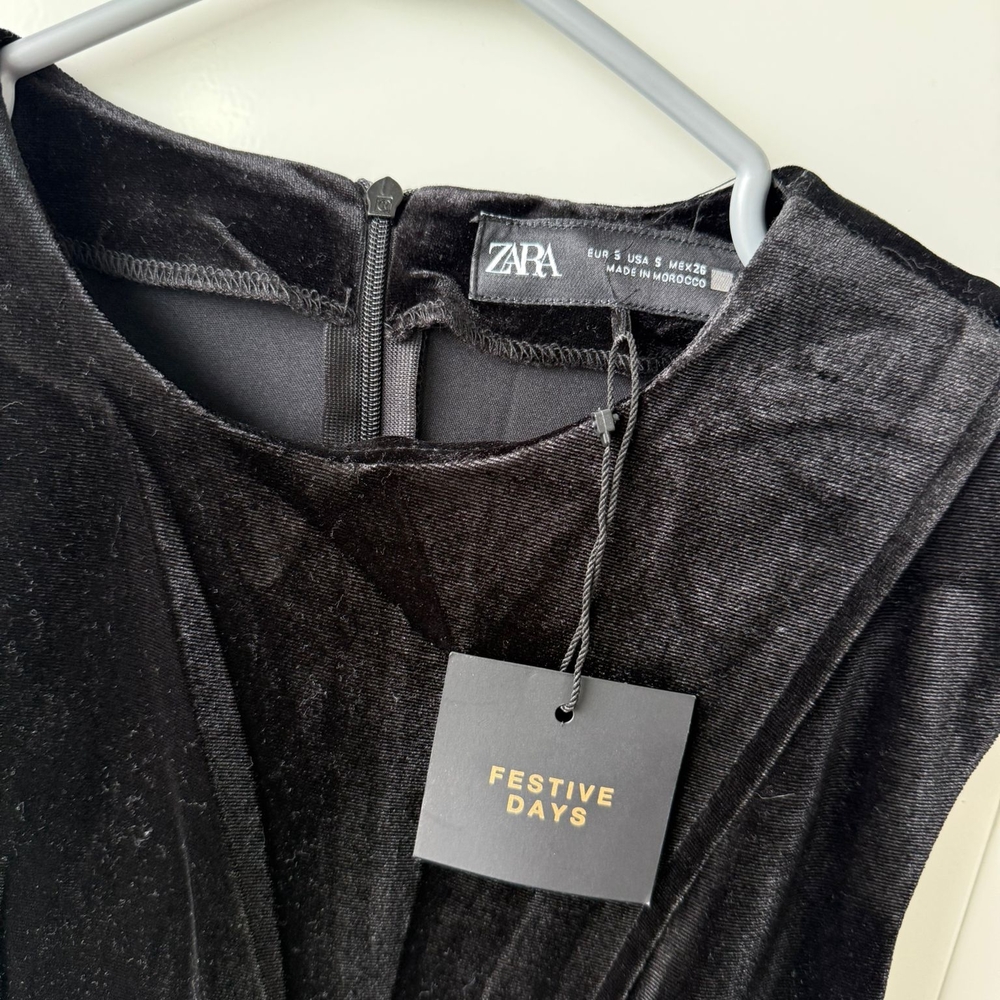 Zara Elegant Black Velvet Dress